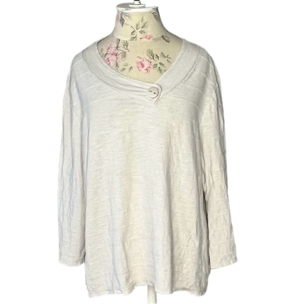 Habitat lightweight sweater, cream, v-neckline, cotton, chunky button, size XL
